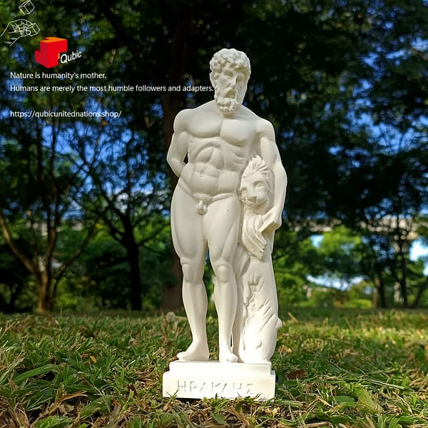 BA0001191209028_A 赫拉克勒斯與涅墨亞獅子|希臘天然雪花石膏雕像|產品代碼 BA0001191209028